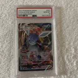 2021 POKEMON SWSH GLACEON VMAX EVOLVING SKIES FULL ART HOLO 041/203 PSA 10 - Image 1