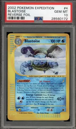 Pokemon Blastoise Expedition Reverse Holo Rare #4 PSA 10 Gem Mint POP 17 - Image 1