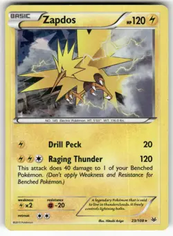 Zapdos 23/108 Cracked Ice Rare Roaring Skies Pokemon Moderately Played - Image 1