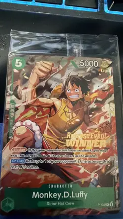 Monkey.D.Luffy P-135 Winner Stamp OP16 Pre-Release Event Promo Card Sealed - Image 1