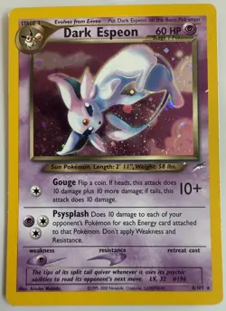 Dark Espeon Neo Destiny #4 Holo Unlimited Rare Card EX/MP (No Crease/Dents) - Image 1