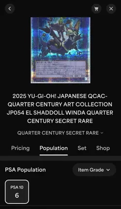 Yugioh QCAC-JP054 El Shaddoll Winda Secret Rare Japanese PSA 10 - P@P of 6 !! - Image 3