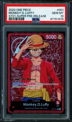 Monkey D Luffy - ST01-001 - PSA 10 - Super Pre-Release - English - One Piece - 5 - Image 1