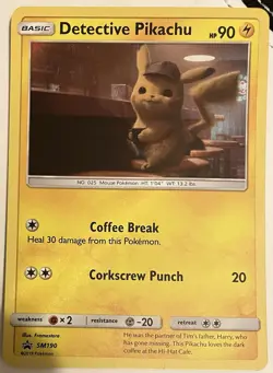 Pokemon TCG Card Detective Pikachu SM190 2019 Black Star Promo Holo Rare NM - Image 1