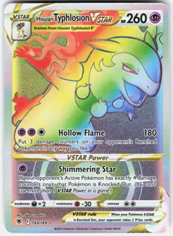 Pokemon Hisuian Typhlosion VSTAR 193/189 Rainbow Rare Astral Radiance Pokemon NM - Image 1