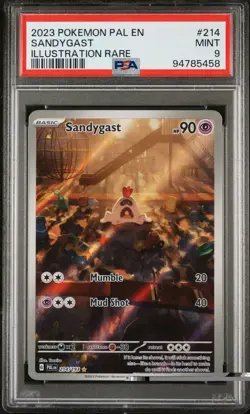 2023 Pokemon SV02: Paldea Evolved Illustration Rare Sandygast #214 PSA 9 MINT - Image 1