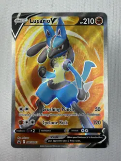 Lucario V SWSH213 Sword & Shield Full Art Black Star Promo Holo Pokemon NM - Image 1