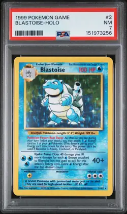 1999 POKEMON BASE SET UNLIMITED #2 BLASTOISE-HOLO PSA 7 - Image 1