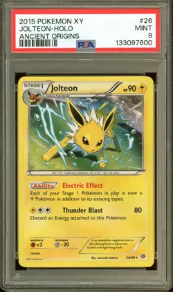 2015 POKEMON XY #26 JOLTEON MINT PSA 9 ANCIENT ORIGINS HOLO 26/98 - Image 1