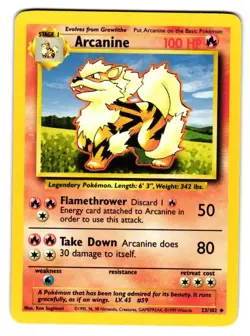 Arcanine 23/102 Uncommon Base Set Unlimited Pokemon Lightly Played - Image 1