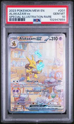 2023 POKEMON MEW EN-151 SPECIAL ILLUSTRATION RARE #201 ALAKAZAM EX PSA 10 - Image 1