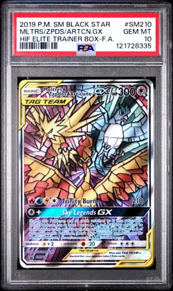 2019 POKEMON SM BLACK STAR PROMO FULL ART/MOLTRES & ZAPDOS & ARTICUNO GX PSA 10 - Image 1