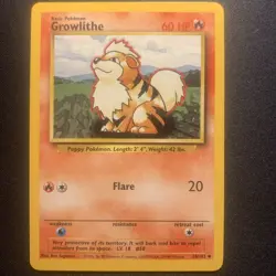 Pokemon TCG Growlithe Base Set 28/102 Regular Unlimited Uncommon Nm - Image 1