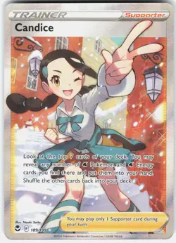 Pokemon Candice 189/195 Ultra Rare Silver Tempest Pokemon Near Mint - Image 1