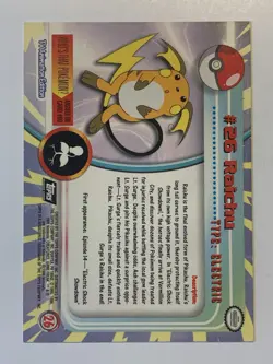 1999 Topps Pokemon TV #26 Raichu Black Logo (D) FREE COMBINED SHIPPING - Image 2