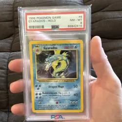 1999 POKEMON GAME BASE SET UNLIMITED # 6 GYARADOS HOLO PSA 8 NM-MT - Image 1
