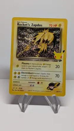Rocket's Zapdos 15/132 Holo Celebrations Classic Collection Pokemon Card - Image 1