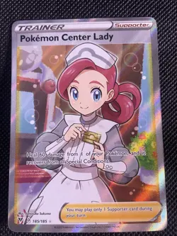 Pokemon Card Pokemon Center Lady 185/185 Vivid Voltage - Near Mint - Image 1
