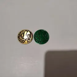 Pokemon TCG Treecko Plastic Coins Set Of 2 Gold & Green - Image 1