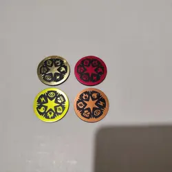 Pokemon TCG Energies Symbol Plastic Coins Set Of 4 Red Yellow Orange & Gold - Image 1