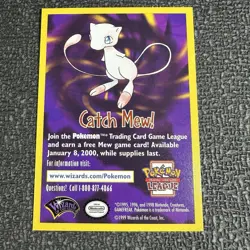 1999 Pokemon Wizards of the Coast Promos - CATCH MEW Card - Pokemon the Movie - Image 1