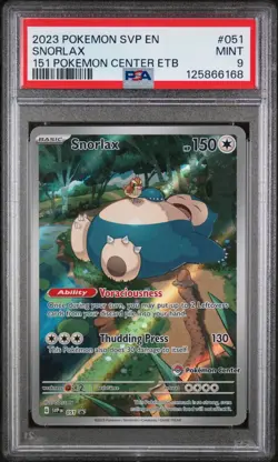 SNORLAX #051 Pokemon Center Black Star Promo 2023 POKEMON SVP EN 151 PSA 9 MINT - Image 1