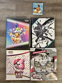 POKEMON TCG BUNDLE W NEW WHITE FLARE BINDER & 500+ BLK/151/PRE CARDS - SEE DEETS - Image 5