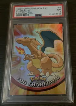 1999 TOPPS POKEMON TV RAINBOW FOIL #6 CHARIZARD PSA 7 Near Mint - Image 1