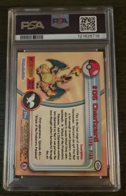 1999 TOPPS POKEMON TV RAINBOW FOIL #6 CHARIZARD PSA 7 Near Mint - Image 2