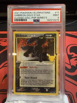 2021 Pokemon Celebrations Umbreon Gold Star Class Coll Pop Series 5 #17 PSA 9 - Image 1