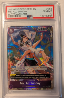 2023 ONE PIECE OP04-KINGDOMS OF INTRIGUE ALTERNATE ART MS. ALL SUNDAY PSA 10 - Image 1
