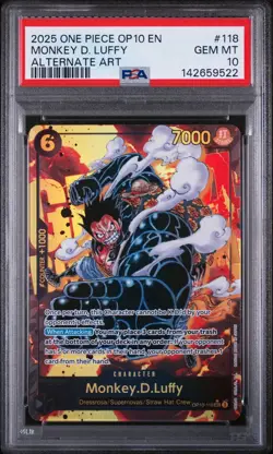 2025 ONE PIECE ROYAL BLOOD OP10-118 MONKEY D. LUFFY ALT ART SEC PSA 10 - Image 1