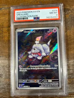 POKEMON 2023 Scarlet Violet Illustration Rare GREAVARD #214 PSA 8 RARE - Image 1