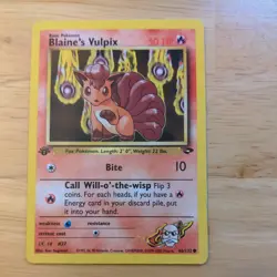 1st Edition Blaine’s Vulpix 66/132 Gym Challenge Pokemon Card MP Vintage WOTC - Image 1