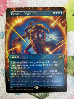 1x FORCE OF NEGATION *FOIL* Borderless Ext Art 2X2 MTG NM/MT Double Masters 2022 - Image 1
