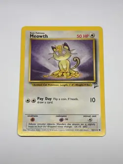 Vintage Pokemon Card - 2000 Pokemon TCG - Base Set 2 Meowth 80/130 NM/LP - Image 1