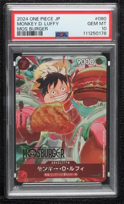 2022 One Piece Card Game: Promos Japanese Monkey D Luffy #P-080 PSA 10 GEM MT - Image 1