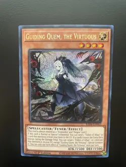 Yugioh Guiding Quem, The Virtuous RA04-EN043 Secret Rare 1st Edition NM - Image 1