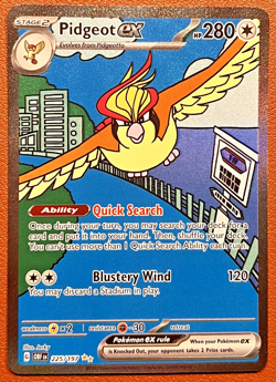 Pokemon Pidgeot ex 225/197 SV03: Obsidian Flames Special Illustration Rare NM - Image 1