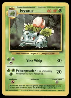 1999 Pokemon Ivysaur Uncommon Base Set Unlimited 30/102 DMG - Image 1