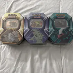 Pokemon Triple Whammy Tins: Tyranitar, Darkrai, & Slaking (9 Booster Packs)-NEW - Image 1