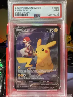 Pokemon Pikachu V TG16/TG30 Swsh11: Lost Origin Trainer Gallery Holo PSA 9 - Image 1