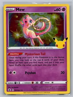 Mew 011/025 Holo Rare Celebrations Pokemon Holo Near Mint - Image 1