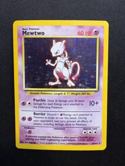 Mewtwo 10/102 Holo Rare Base Set 1999 Pokemon Card LP - Image 1