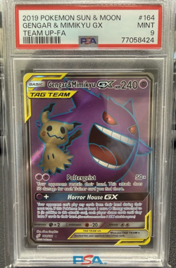 2019 Pokemon S&M Team Up Gengar & Mimikyu GX #164 | TAG TEAM | PSA 9 - Image 1