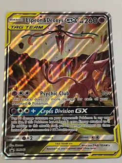 JUMBO Espeon & Deoxys GX Tag Team Black Star Promo SM240 Pokemon Oversized - Image 1