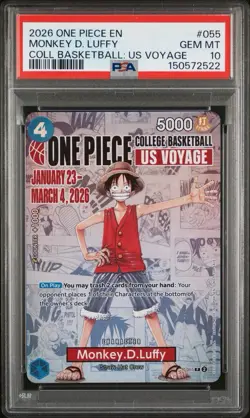 2026 One Piece Monkey.D.Luffy 055 US Voyage Promo Holo PSA 10 One Piece - Image 1