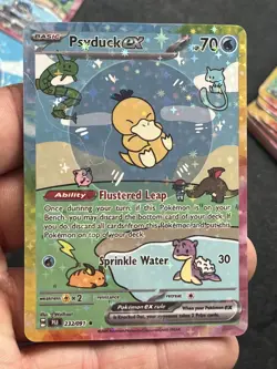 Psyduck Bubble Mew Insp. Fan Art Heroes Holo Mega Custom Evolutions Card #151 - Image 1