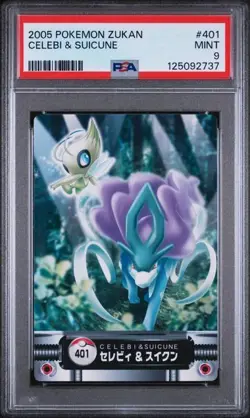 PSA 9 Celebi & Suicune Japanese Carddass Zukan No 401 Pokemon Card 2005 RARE - Image 1