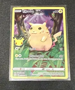 Pikachu 5/25 Pokemon Celebrations 25th Anniversary Base Set Full Art Card NM - Image 1